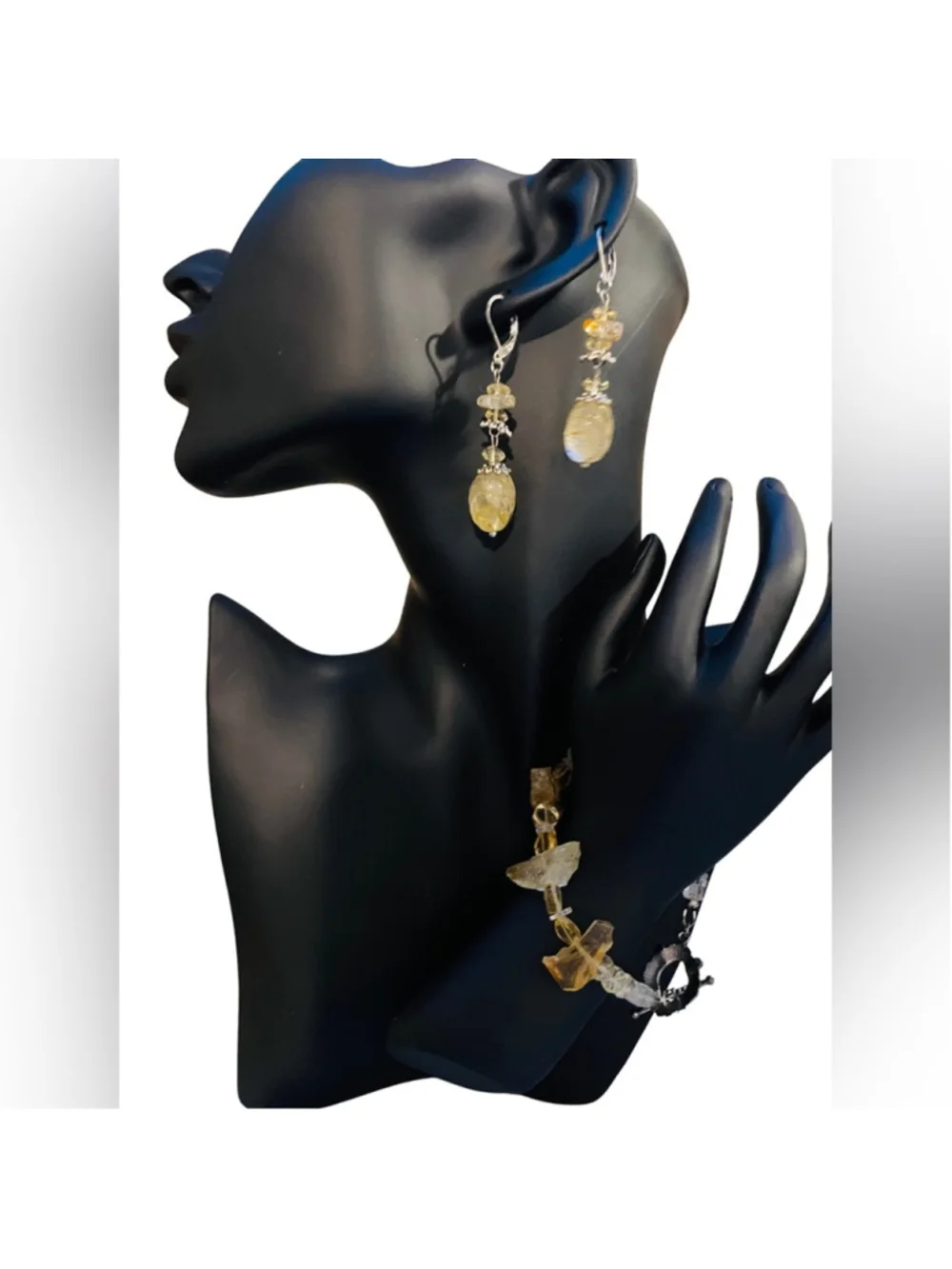 Citrine earrings and bracelet set